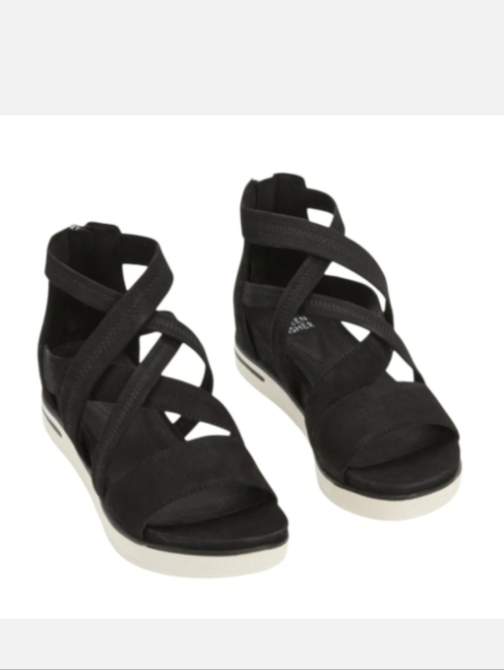 Eileen Fisher 8 Skill Tumbled Nubuck Sneaker Sandals Black Athlesiure Strappy